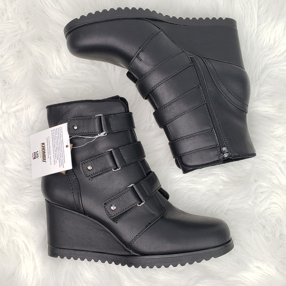 vegan wedge boots